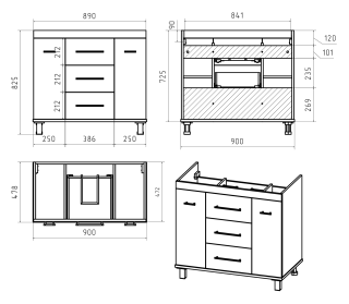 Напольная тумба под раковину Misty Терра 90см белый